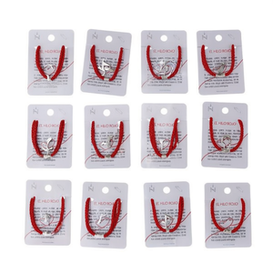 Set di 12 Braccialetti Intrecciati a Mano in Corda Rossa e Acciaio Inossidabile, Bracciali Avvolgenti alla Moda - Product Image 2