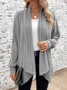 Otoño e Invierno nuevo abrigo de manga larga sólido para mujer bufanda cuello <span class=keywords><strong>chaqueta</strong></span> elegante suelta abrigo de cárdigan desabotonado - Product Image 2