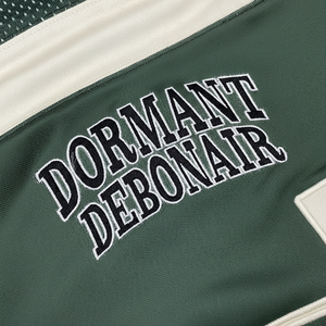 Camiseta de fútbol americano Retro Dormant Debonair, ropa de calle con Panel de malla de manga corta, Top deportivo de gran tamaño con cuello en V verde y blanco - Product Image 1