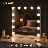 Miroir de maquillage éclairé Holly Wood avec éclairage LED, rotation à 360°, 28 cm, 3 modes de couleur, variateur d'intensité, capteur tactile
