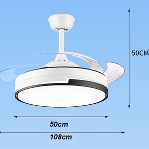 พัดลมเพดาน LED โมเดิร์น พร้อมไฟในตัว มอเตอร์ DC ใบพัด 3 ใบ ควบคุมด้วยรีโมท สีขาวดำ สำหรับห้องนั่งเล่น - Product Image 3
