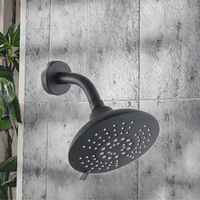 Ensemble de douche rond ABS de 6 pouces, style nord-américain, cinq fonctions, jet de pluie, noir mat, réglage rotatif, montage mural