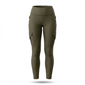 Leggings de yoga et de sport pour femme, coupe ajustée, taille en V, couleur unie, avec poches latérales, personnalisables avec logo, écologiques, pour le fitness et la gym - Product Image 1