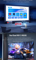 Mini projecteur LED 4K rechargeable portable avec Wi-Fi et Bluetooth, projecteur vidéo de qualité supérieure, projecteur portable Android