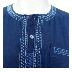Thobe Marocchino da Uomo Musulmano con Ricamo Jubbah a Tinta Unita Stile Arabo Saudita Abaya Islamica - Product Image 2