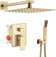 Ensemble de douche mural de luxe au design moderne pour salle de bain, mitigeur pluie, avec jets de massage, en laiton, à poignée unique
