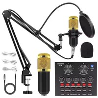 Ensemble d'équipement de podcast BM-800, pack studio d'enregistrement avec changeur de voix, carte son en direct, interface audio pour ordinateur portable