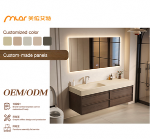 Lavabo intégré moderne courbé à chaud Meuble de salle de bains Lavabo à main en noyer Ardoise médiévale Bassin intégré courbé à chaud Salle de bains - Product Image 1