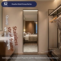 Miroir mural LED moderne pleine longueur avec cadre en acier inoxydable pour hôtel, salle de bain et décoration de chambre