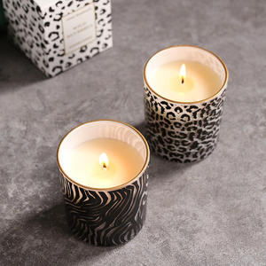 Onr Bohemian Style Handmade Ceramic Tapered Jar Holiday Scented <b>Candle</b> with Smokeless Non-Toxic Soy Wax Christmas <b>Gift</b> Paper Box - Product Image 2