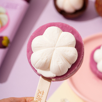 Glace à l'italienne en forme de mangoustan, coque violette, cœur crémeux velouté, 90g, Halal, OEM, dessert surgelé, directement de l'usine