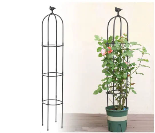Hot Sale garden metal obelisk trellis with wood metal tall sturdy plant support for climbing plants
