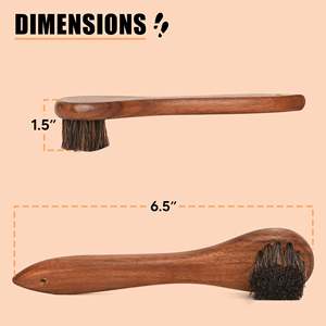 Cepillo Aplicador de Pelo de Caballo para Lustrar Zapatos y Cuidado del Cuero, Mango de Madera, Cerdas Suaves para Aplicar Crema y Cera - Product Image 2