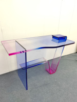 Bureau de luxe en acrylique de couleur dégradée bleu rose personnalisé Table de bureau en acrylique à usage domestique au design moderne