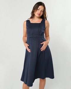<span class=keywords><strong>Robe</strong></span> <span class=keywords><strong>de</strong></span> maternité et d'<span class=keywords><strong>allaitement</strong></span> Empire 100% Tencel respirante, écologique, grande taille, coupe trapèze, col carré, longueur genou - Product Image 6