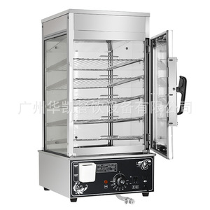 Steamed Bun Cabinet 5 6 Layer Glass Door Electric Heating Food Display Warming Equipment Commercial Use Adjustable Racks - Product Image 1