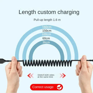 Câble de charge de téléphone en spirale USB Type C Cordon de charge rapide télescopique Tresse Blindage Universel pour Samsung pour Xiaomi pour Huawei S - Product Image 4