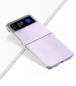 Carcasa de teléfono móvil para Samsung zflip4, carcasa transparente pura de material duro para PC Z flip 4, venta al por mayor de fábrica