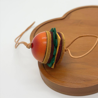 Breloque de sac en cuir tanné végétal fait main, mini hamburger mignon, porte-clés en cuir, pendentif de sac, ornement pour sac à main femme