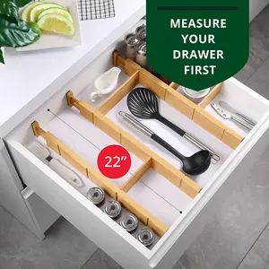 Adjustable Bamboo Drawer Dividers With Inserts Expandable Drawer Organization Separators