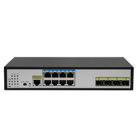 Switch Gigabit Terkelola 8 Port dengan 2 Slot Fiber SFP, Switch Jaringan Ethernet Terkelola Web Layer 2 10/100/1000Mbps untuk Bisnis