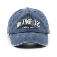 Topi Baseball 6 Panel Denim Dicuci Unisex Vintage Bordir Huruf Sporty Pelindung Matahari Outdoor