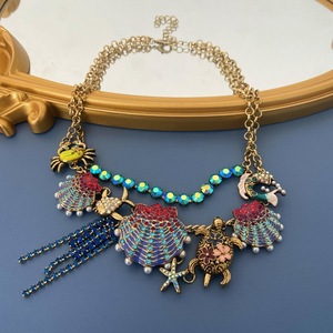 Gioielli Vintage, Collana Standard con Ciondolo a Forma di Animale Retrò, Stile Oceano, Conchiglia, <span class=keywords><strong>Corallo</strong></span>, Perla - Product Image 1