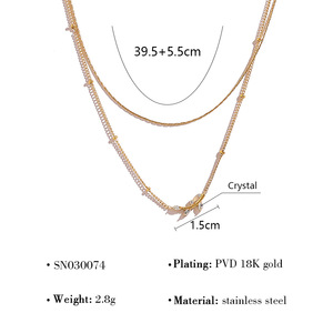 Minimalist 18K Gold Plated Stainless Steel Double Chain <strong>Necklace</strong> Trendy <strong>Olive</strong> <strong>Leaf</strong> Zircon Pendant Anti-Allergy Beaded Parties - Product Image 6