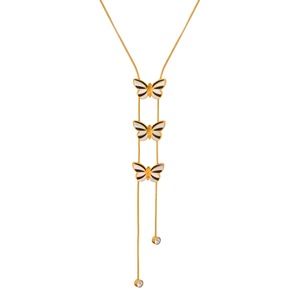 Butterfly Pendant Necklace Zinc Alloy Chain With Crystal Drop Party Jewelry Accessory - Product Image 5
