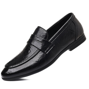 Mocassins en cuir noir pour hommes, chaussures habillées à enfiler, pour le bureau et la carrière, semelle souple et respirante, pour jeunes de 18 à 40 ans - Product Image 5