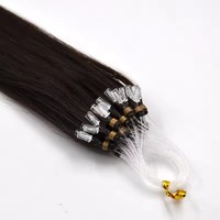 Nouvelles extensions de cheveux brésiliens de qualité supérieure, ligne de pêche, micro-anneaux, double, 14 pouces de longueur étirée pour femmes