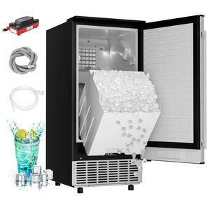 Euhomey Under Counter Ice Maker 100 Lbs Day Stainless Steel Commercial Ice Machine With Drain Pump Auto Cleaning <b>Timer</b> - Product Image 1