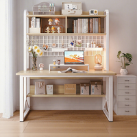 Bureau d'ordinateur de style crème YOUTAI avec étagères et rangement, bureau d'étude pour le bureau à domicile