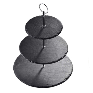 Présentoir à gâteaux en ardoise naturelle, plateau de service à 3 niveaux, pour fêtes d'anniversaire et mariage, vente en gros, - Product Image 5