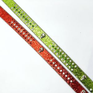 <span class=keywords><strong>Ceinture</strong></span> Western de Luxe avec Boucle Tête de <span class=keywords><strong>Pirate</strong></span> pour Hommes et Femmes, Style Cowboy et Cowgirl, Ornée de Cristaux et de Strass Diamantés en Forme de Crâne - Product Image 5