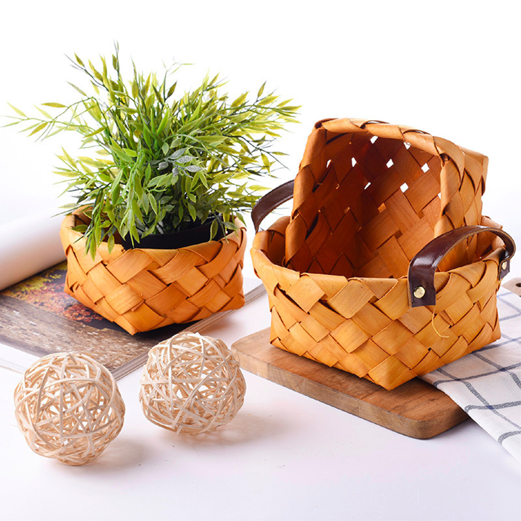 Прямоугольные домашние украшения, овощи, дерево, хлеб, плетеные, фрукты, подарок, корзины для хранения пикника