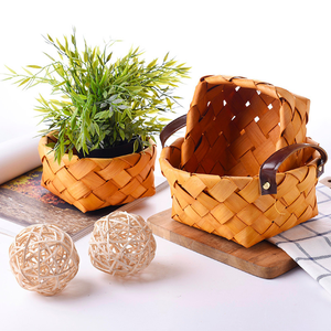 Cestini di immagazzinaggio di Picnic del regalo della frutta tessuta pane di <span class=keywords><strong>legno</strong></span> di verdure della decorazione domestica di rettangolo - Product Image 1