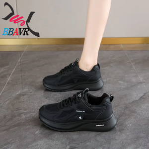 Zapatillas Deportivas de Tacón Alto con Cordones y Malla Transpirable para Mujer, Primavera-Otoño 2025, Ligeras para Estudiantes de Secundaria - Product Image 3