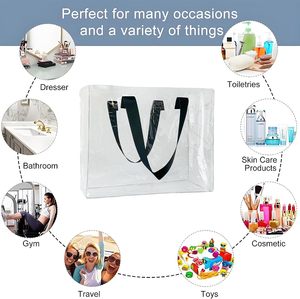 Eco Friendly Handbag clear Transparent Pvc <b>Bags</b> <b>Gift</b> and Promotional with Handle and Button - Product Image 5