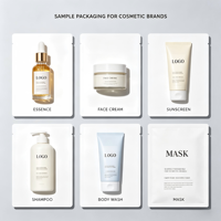Sachet plat biodégradable à trois soudures avec logo personnalisé pour échantillons cosmétiques, crème visage, lotion et emballage de soins de la peau