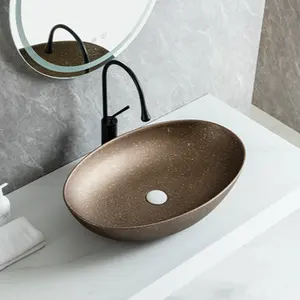 New Style Art Countertop Sinks Special Shaped Ceramic Oval Washroom Sink Personality Bathroom Sinks Single Wash Hand Basin