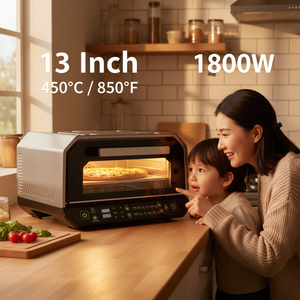 Horno de <span class=keywords><strong>Pizza</strong></span> HY-602 de 13 Pulgadas y 1800W, Estilo <span class=keywords><strong>Chicago</strong></span>, Eléctrico, con Doble Ventana y Función de Ahumado, CE ETL OEM/ODM - Product Image 1