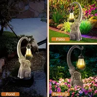 Sculpture en résine d'éléphant en forme de coeur ornement de lanterne éclairée Statue d'anime de Style dessin animé abstrait pour jardin