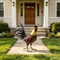 Statue de coq en fer pour jardin, décoration extérieure en métal pour patio et pelouse