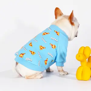 Thin Spring Dog Hoodie With Cute Cartoon Pattern Pet Clothes Without Hat
