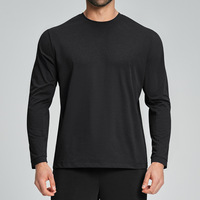T-shirt à manches longues en micro-mesh, col rond, pour homme, séchage rapide, polyester, évacuation de l'humidité, sport, décontracté, fitness, maison, randonnée, logo personnalisé