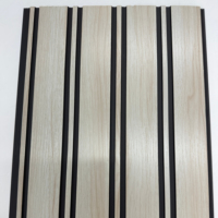 Nouveau panneau mural cannelé de plafond en PVC à base noire 300*8*9*10mm Film plastique pour installation d'hôtel sur grille de plafond
