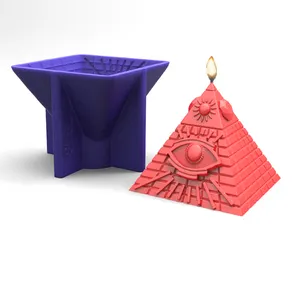 Fabrieksprijs 3d Farao Piramide Met Oogkaarsvorm Siliconen Diy Handgemaakte Aromatherapie Kaars Cake Ornamenten Hand Cadeau Maken