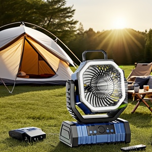 Ventilateur de camping portable 20000mAh avec lumière LED, 4 vitesses, recharge USB, réglable <span class=keywords><strong>à</strong></span> 180 degrés, télécommande, crochets pour tente - Product Image 1
