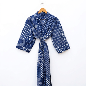 Vestido Kaftán Informal con Estampado Floral, Vestido Largo Estilo Bohemio para Mujer, Corte Holgado, Cintura Ajustable con Cordón - Product Image 1